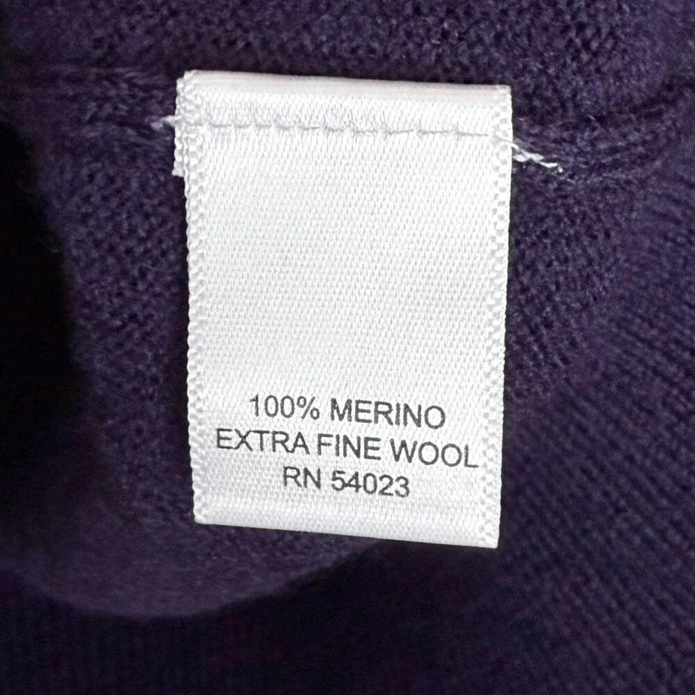 Banana Republic 100% Merino Wool Purple Argyle Sweater Plaid Preppy Academia L